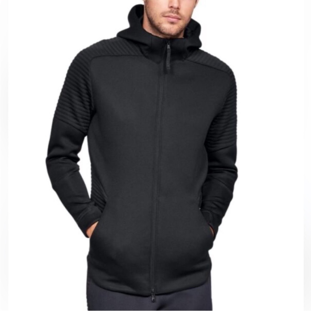Under Armour Black Men’s Full Zip Hooded Fitted Jacket Sz M